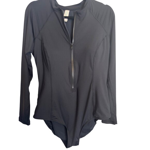 Sea Level Swim Size 14 Black Long Sleeve Zip Front One Piece Swimsuit - Picture 10 of 15